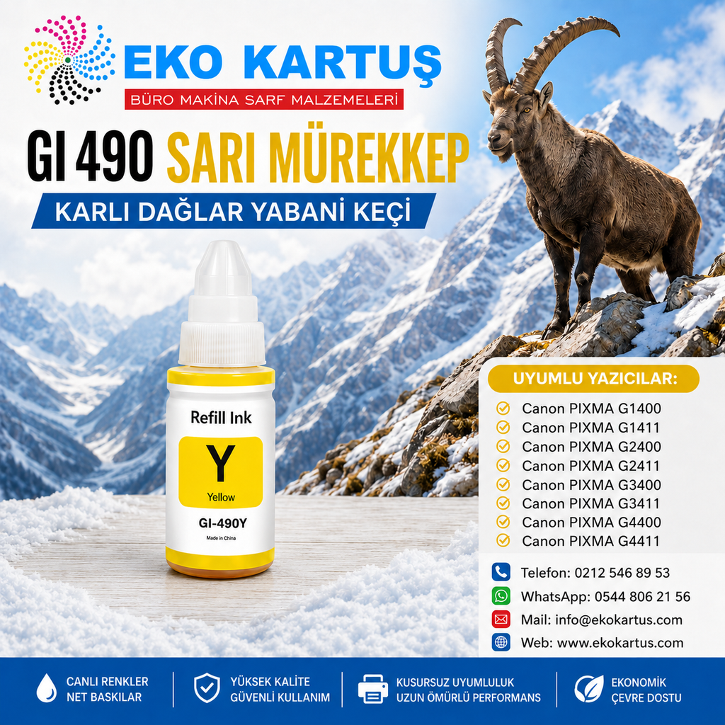 CANON GI-490 SARI MUADİL MÜREKKEP GI490