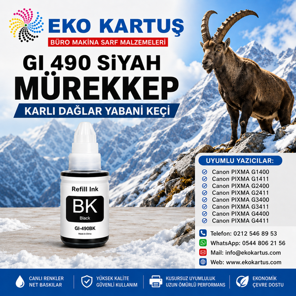 CANON GI-490 SİYAH MUADİL MÜREKKEP GI490
