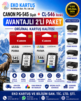 Canon PIXMA iP2850  CL 546 RENKLİ VE 545 SİYAH 2'Lİ PAKET