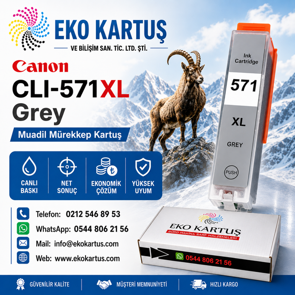 Canon CLI-571XL GRİ Yüksek Kapasiteli Muadil Kartuş 0335C001