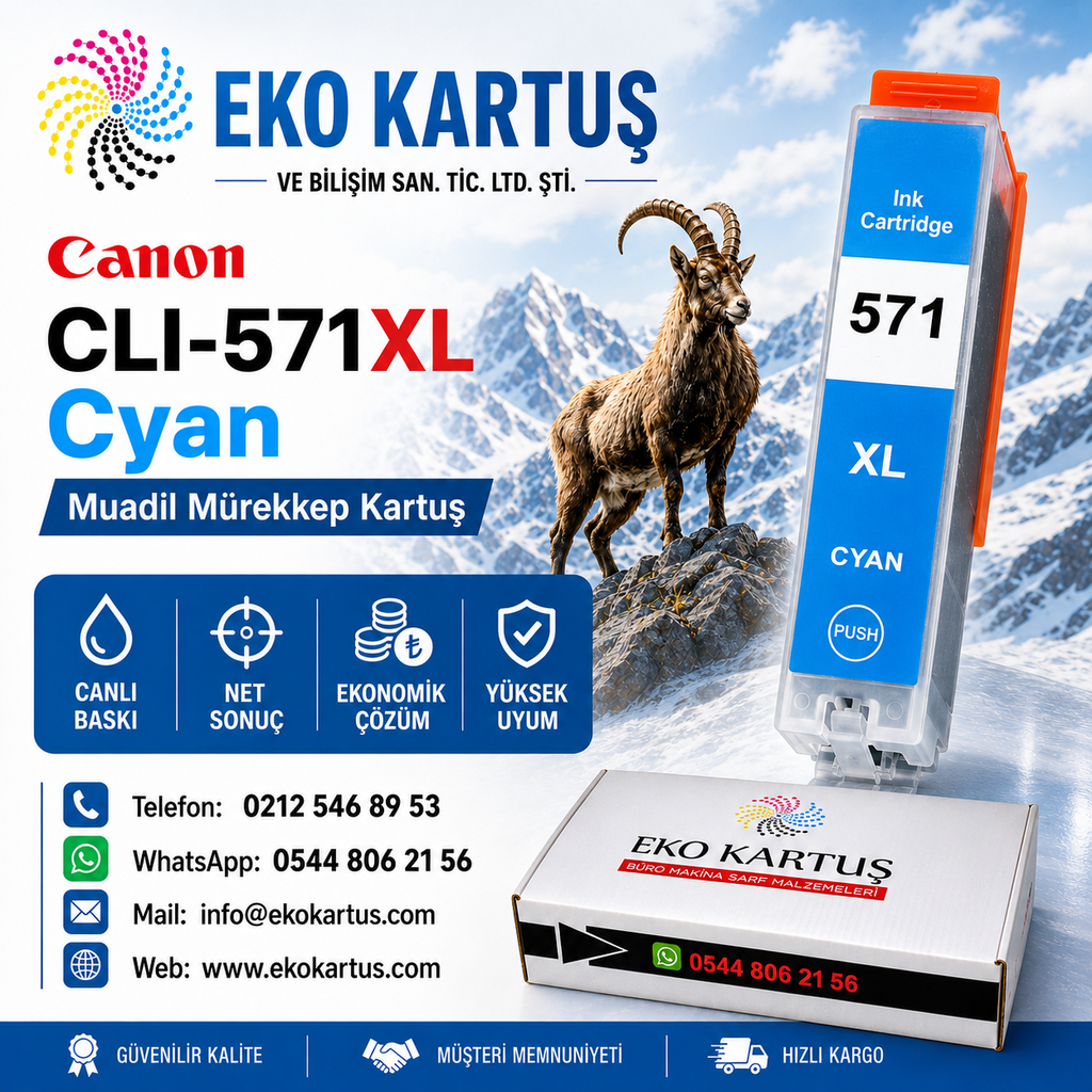 Canon CLI-571XL BLUE Yüksek Kapasiteli Muadil Kartuş 0332C001