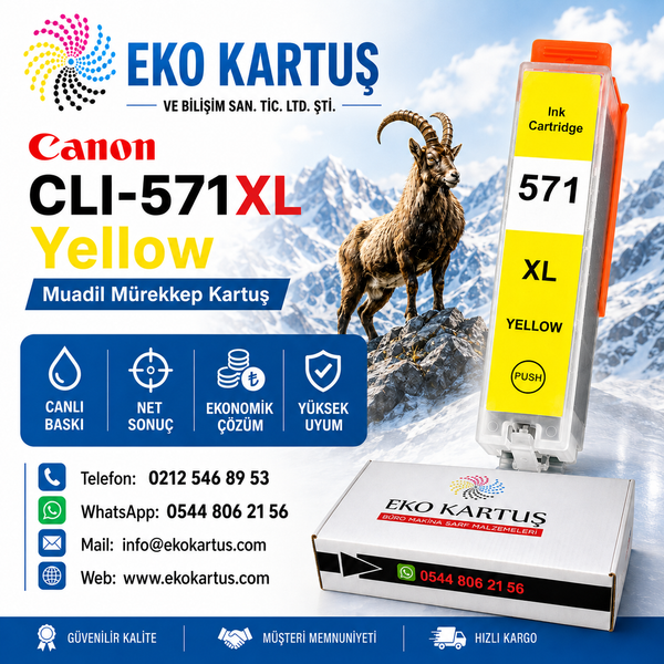 Canon CLI-571XL YELLOW Yüksek Kapasiteli Muadil Kartuş 0334C001