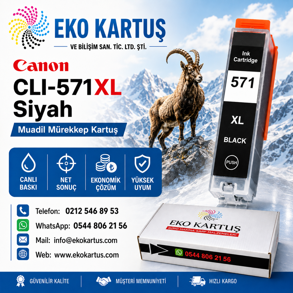 Canon CLI-571XL BLACK Yüksek Kapasiteli Muadil Kartuş 0331C001
