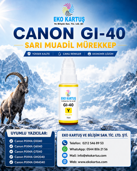 Canon GI-40 SARI  MUADİL Mürekkep (GI40)