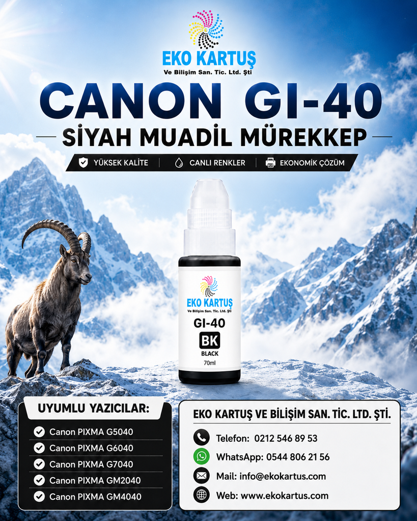 Canon GI-40 SİYAH MUADİL Mürekkep (GI40)