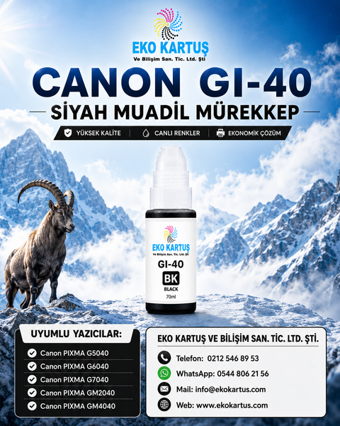 Canon GI-40 SİYAH MUADİL Mürekkep (GI40)