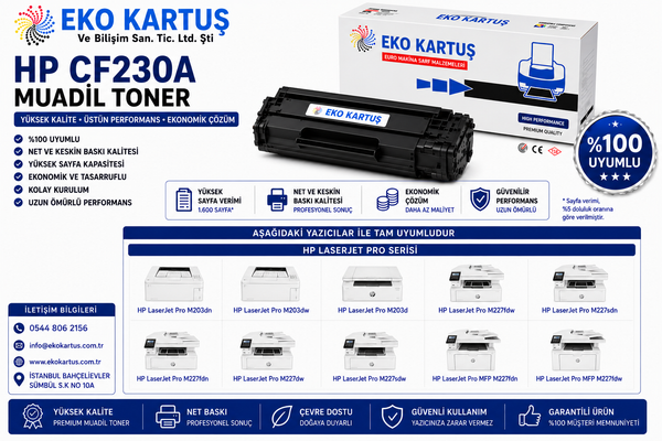 Hp Laserjet Pro Mfp M227  Uyumlu Sıfır İthal Toneri  30A (CF230A)