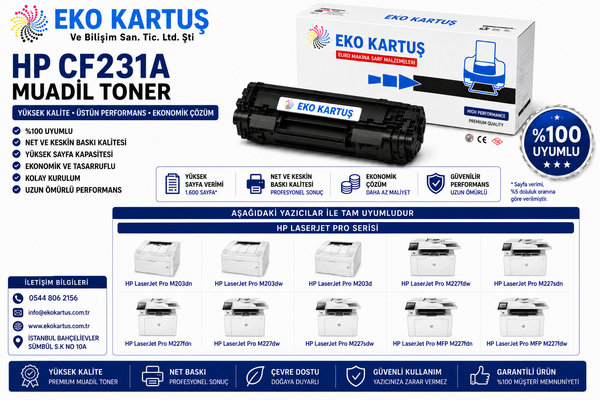 HP LaserJet Ultra MFP M230sdn Uyumlu Sıfır İthal Toner CHIP'SİZ CF231A (31A)