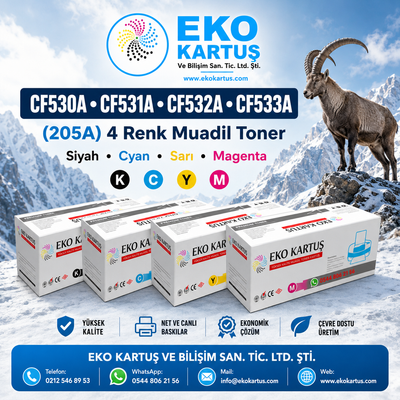 Hp Color LaserJet Pro MFP M180n Uyumlu Sıfır İthal Toneri CF533A (205A) CMYK SET(M180,M181)
