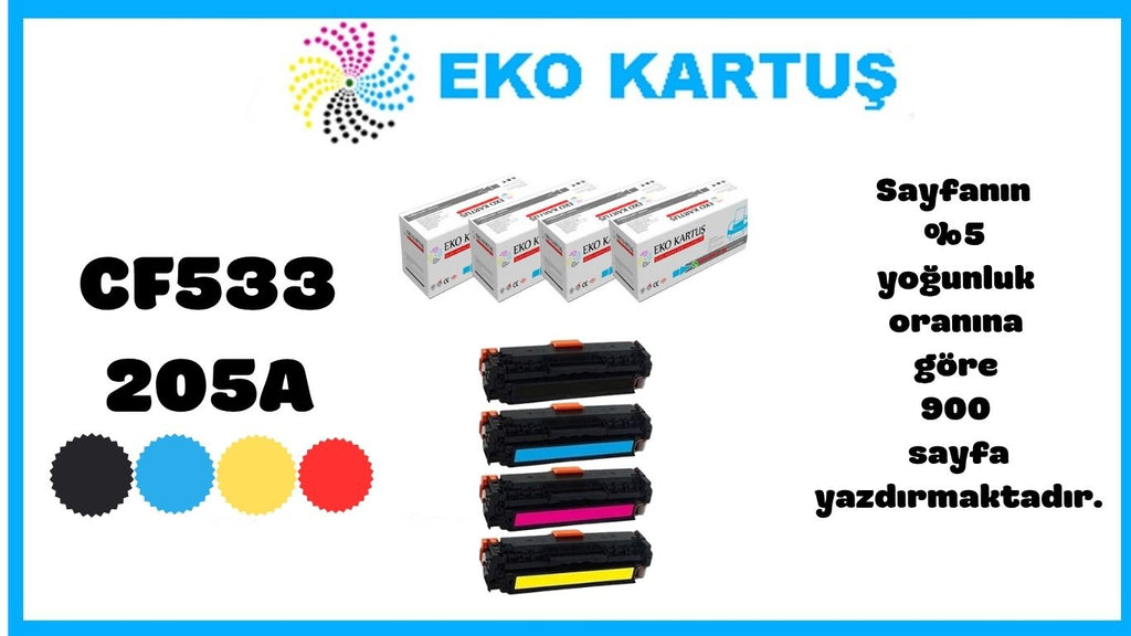 Hp Color LaserJet Pro MFP M180n Uyumlu Sıfır İthal Toneri CF533A (205A) CMYK SET
