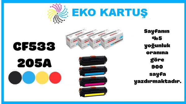 Hp Color LaserJet Pro MFP M180n Uyumlu Sıfır İthal Toneri CF533A (205A) CMYK SET