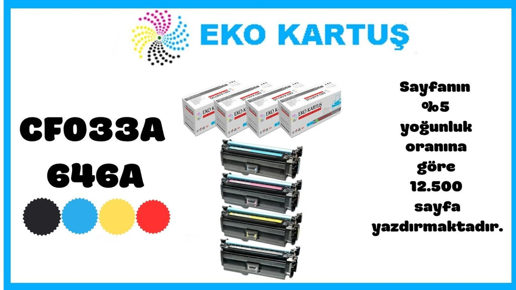 HP Color LaserJet Enterprise CM4540fskm Uyumlu Sıfır İthal Toner CF033A (646A) SET 4 RENK CMYK