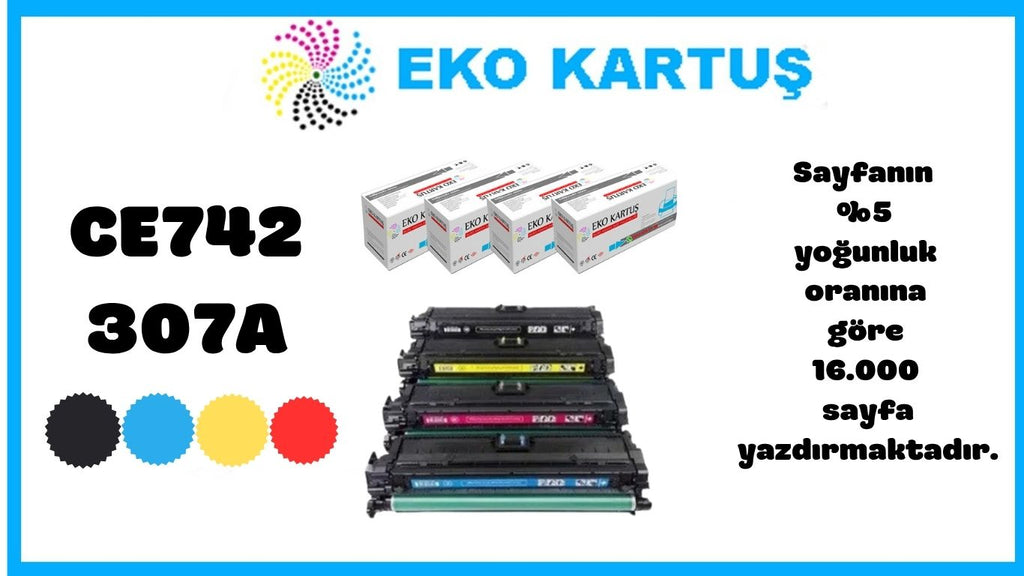Hp Color Laserjet Professional CP5225xh Uyumlu Sıfır İthal Toneri CE742/307A CMYK SET