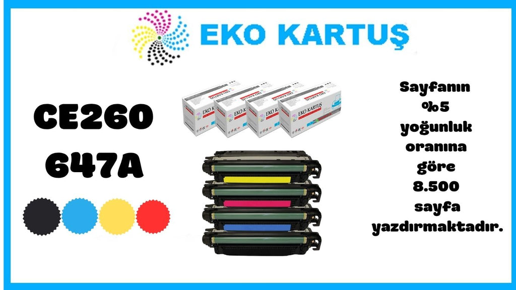 Hp Color LaserJet Enterprise CM4540 Uyumlu Sıfır İthal Toneri CE260 (647A) CMYK SET