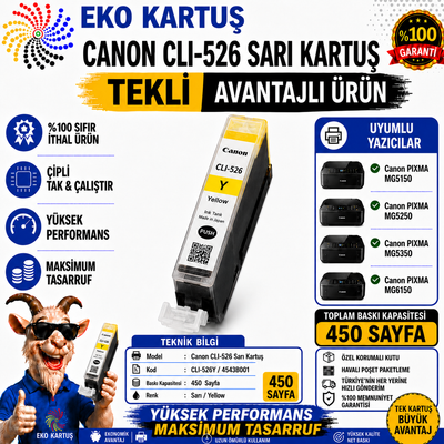 CANON CLI-526 YELLOW  MUADİL KARTUŞ