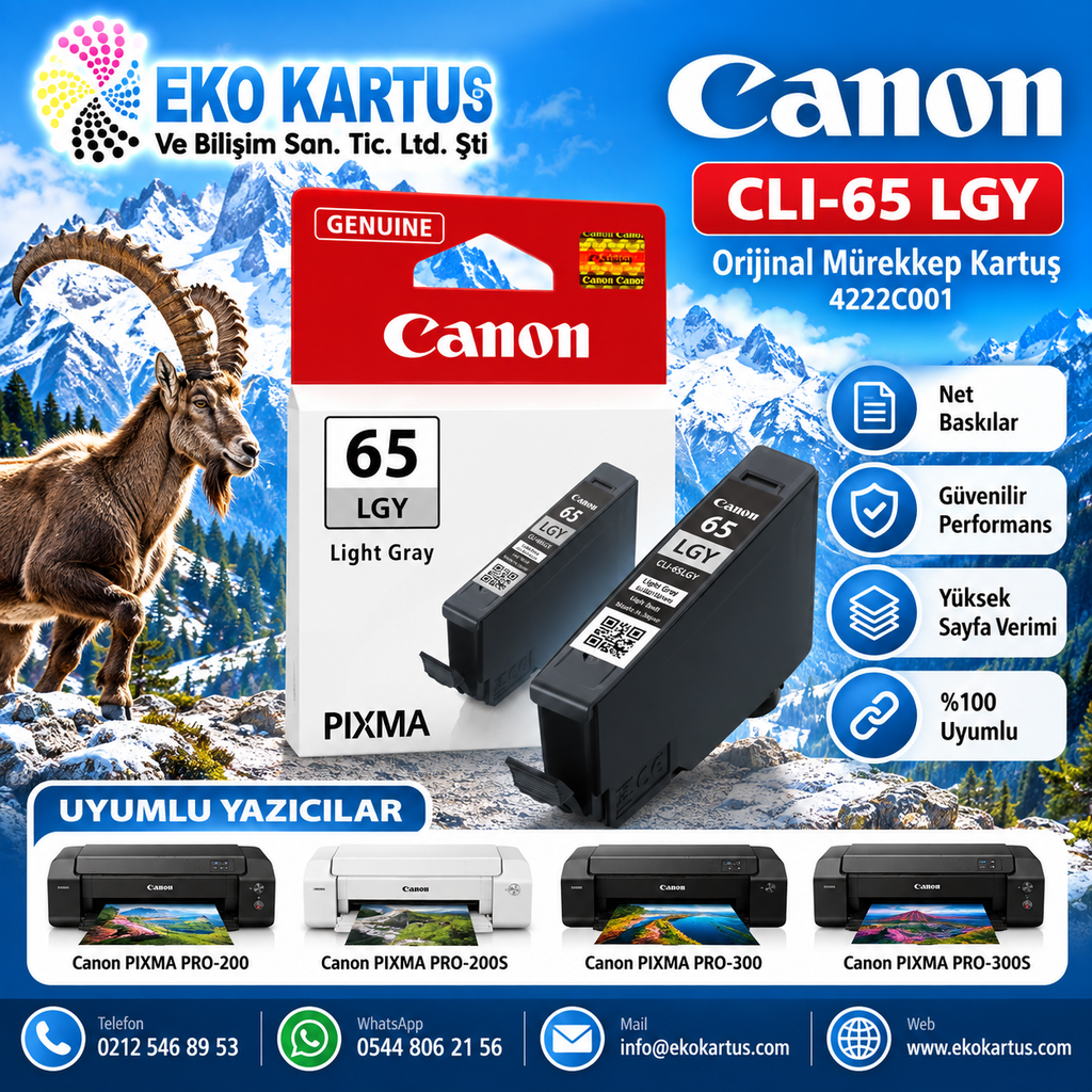 Canon CLI-65  SET 8 RENK  Orijinal Kartuş