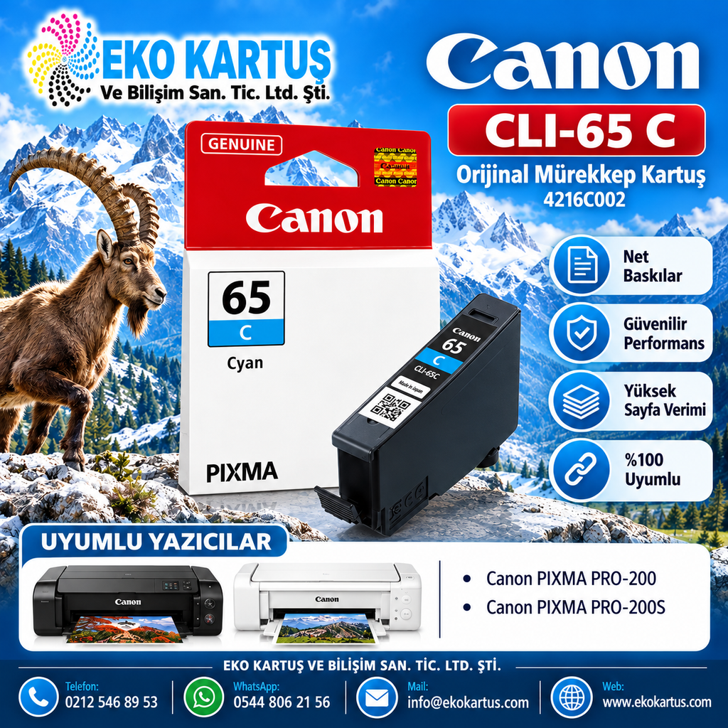 Canon CLI-65 Mavi Orijinal Kartuş 4216C001