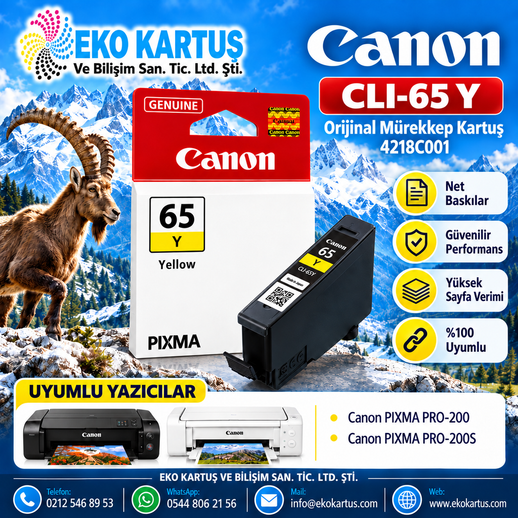 Canon CLI-65 Sarı Orijinal Kartuş 4218C001