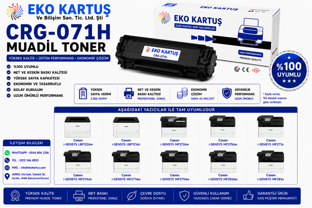 Canon I-Sensys MF-270 MUADİL TONER CRG-071