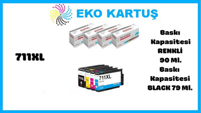 HP 711XL Yüksek Kapasiteli Muadil Kartuş SET 4LÜ PAKET