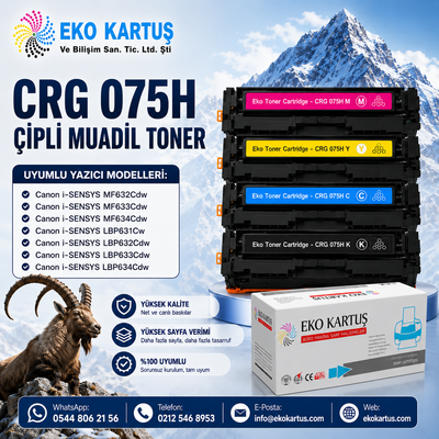 CANON  CRG-075H  4 RENK YÜKSEK KAPASİTE  MUADİL TONER ÇİPLİ