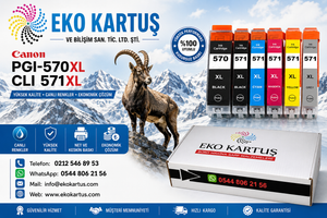 Canon Pixma TS9055 PGI-570XL CLI 571XLYüksek Kapasiteli Muadil Kartuş Seti