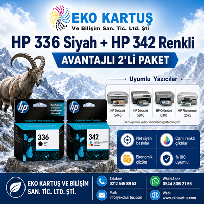 HP PSC 1507 HP 336 SİYAH VE 342 RENKLİ SET