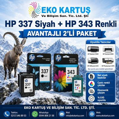 HP Photosmart D5160 HP 337 SİYAH VE 343 RENKLİ SET