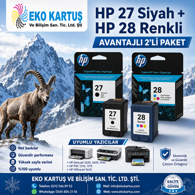 HP PSC 1215 HP 27 SİYAH VE 28 RENKLİ SET