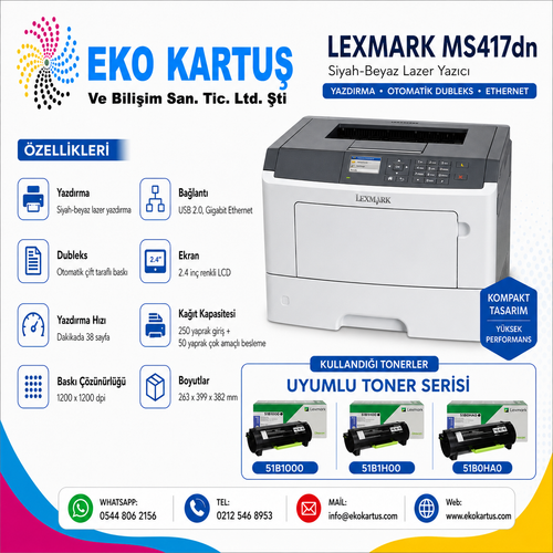 Lexmark MS417dn DUBLEKS Yazıcı – Eko Kartuş