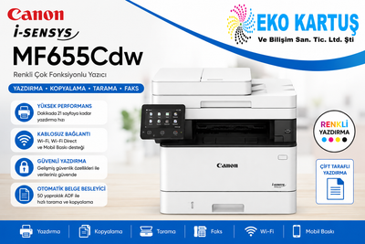 Canoni-SENSYS MF655CDW Renkli Çok Fonksiyonlu Lazer Yazıcı ÇİFT TARAFLI RENKLİ YAZDIRMA