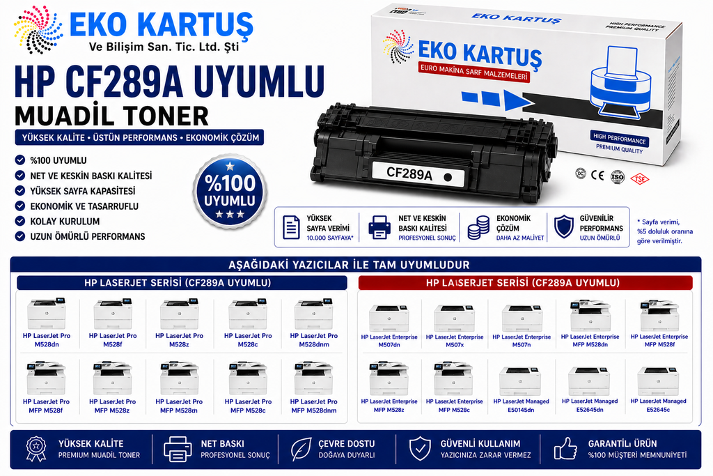 Hp LaserJet Enterprise M507n Uyumlu Sıfır İthal Toneri  CF289A