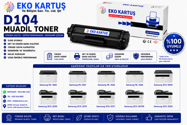 Samsung ML-1665K (MLT D104) Muadil Toner