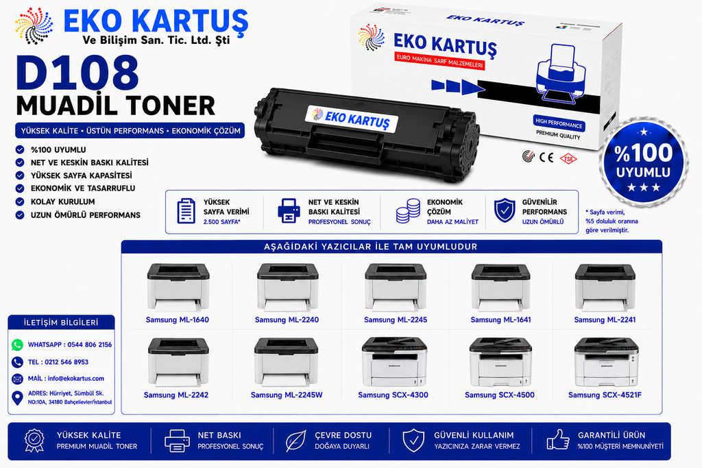 SAMSUNG ML1640/MLT D108 MUADIL TONER