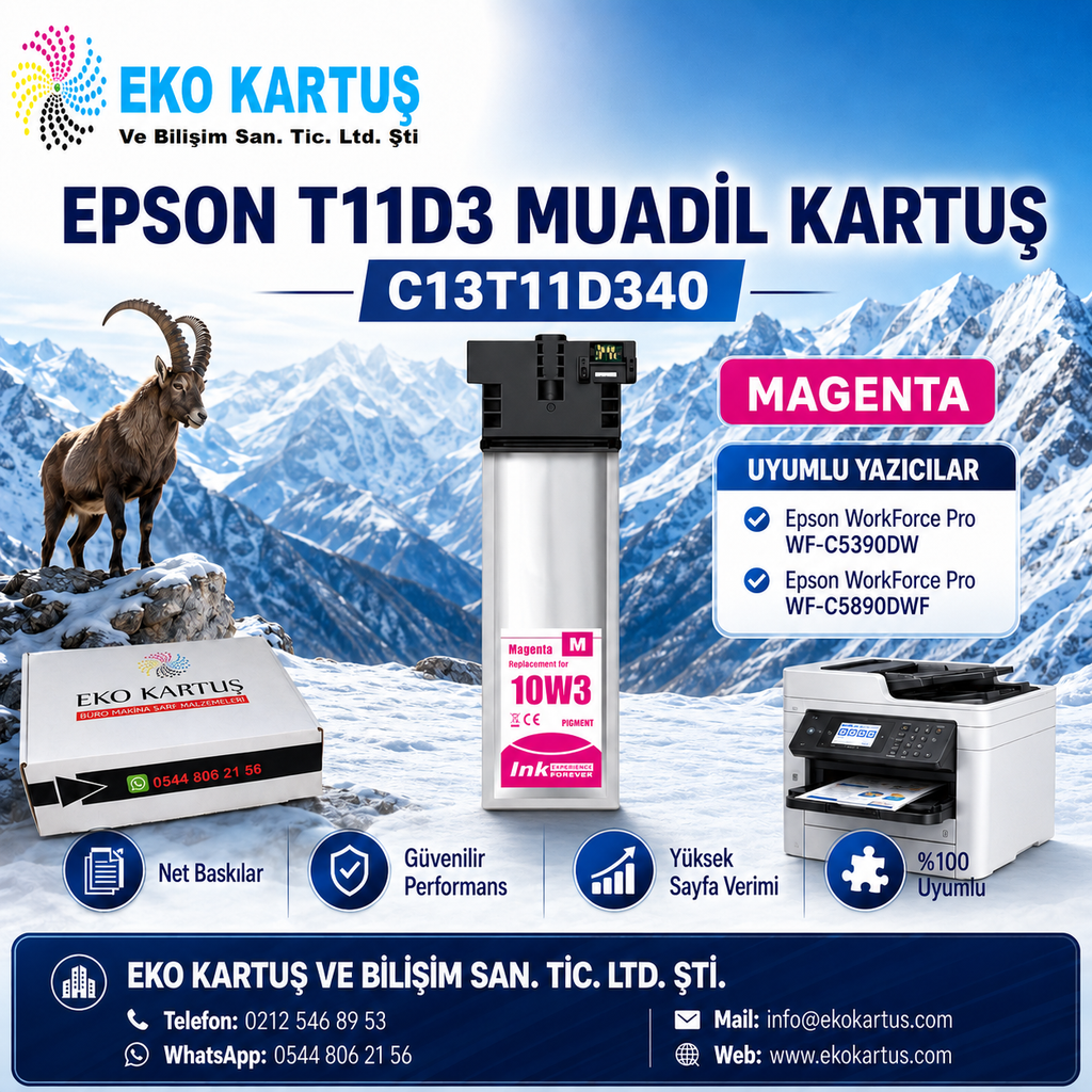 Epson T11D3 RED Yüksek Kapasiteli Muadil Kartuş C13T11D340  C5890DWF / C5390DW