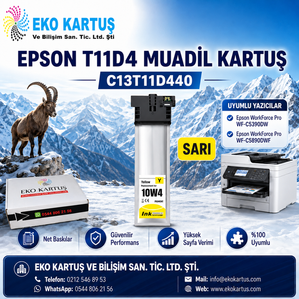 Epson T11D4 YELLOW Yüksek Kapasiteli Muadil Kartuş C13T11D440   C5890DWF / C5390DW