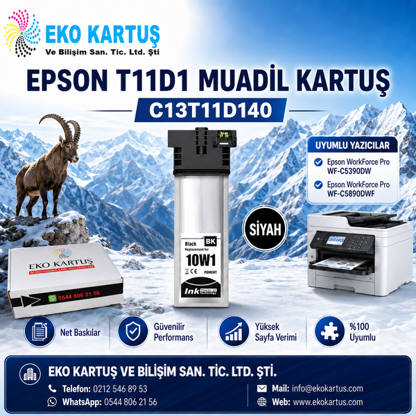 Epson T11D1 BLACK Yüksek Kapasiteli Muadil Kartuş C13T11D140  C5890DWF / C5390DW