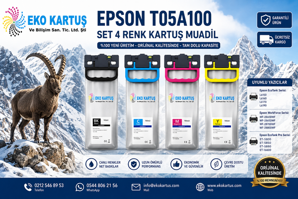 Epson WorkForce Pro WF-C879RD3TWFC BAM   KARTUŞU  MUADİL SET 4 RENK T05A100 /T05A200 /T05A300 /T05A400