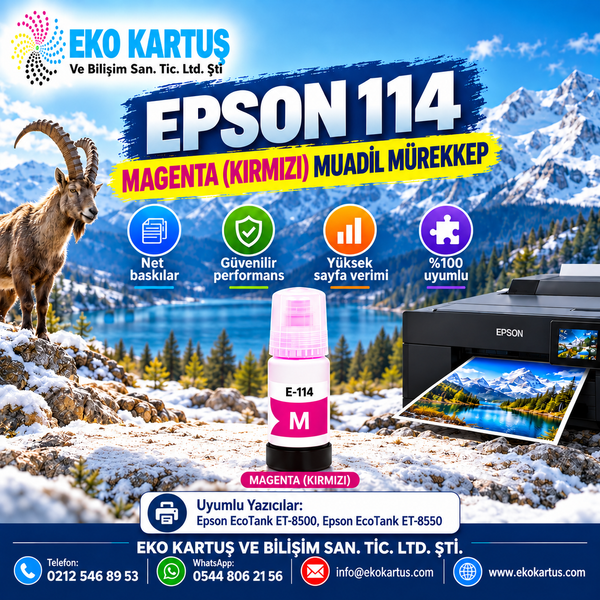 Epson 114 T07B3 Magenta Muadil Mürekkep – ET-8500, ET-8550