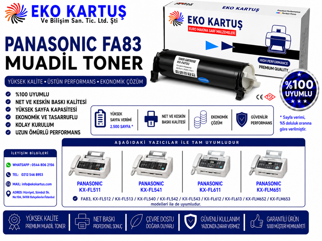 Panasonic KX-FL613 Muadil Toner KX FA83