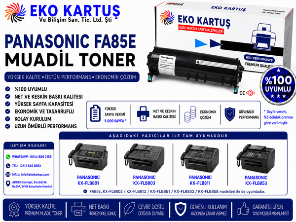 Panasonic KX FLB 852 Muadil Toner    KX-FA85E/87E