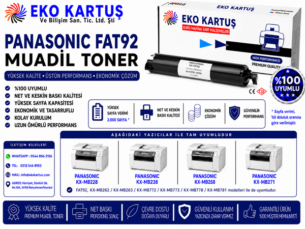 Panasonic KX-FAT92X Muadil Toner KX-MB262 / KX-MB771 / KX-MB781 / KX-MB783