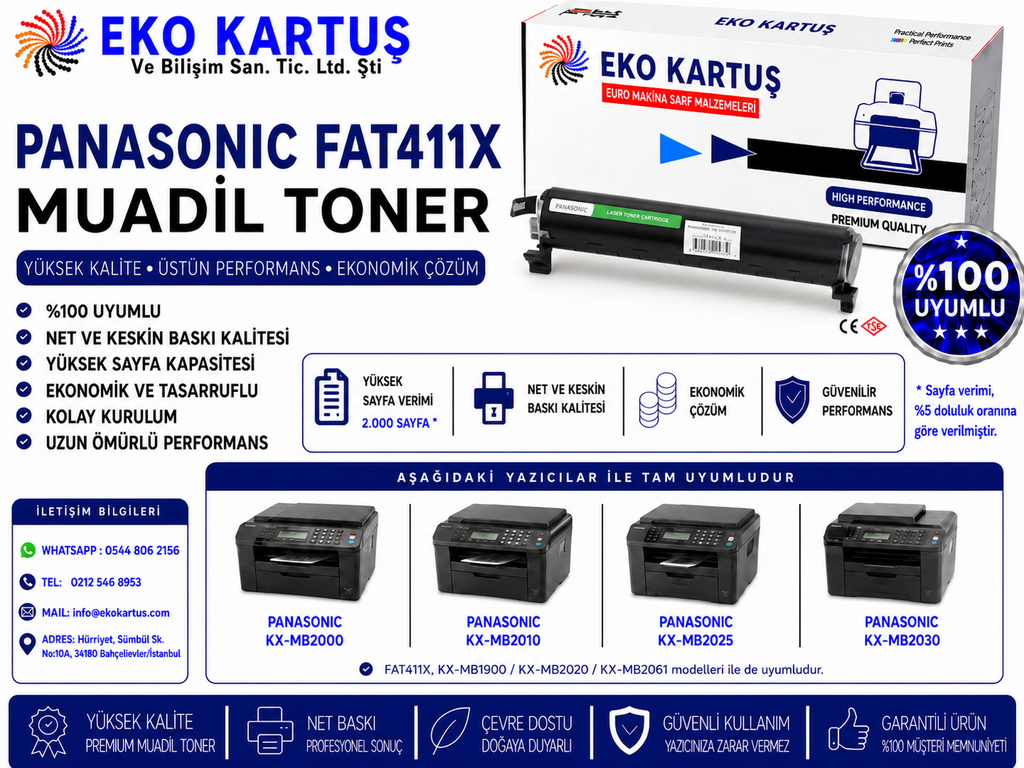 Panasonic KX-FAT411X Uyumlu Toner