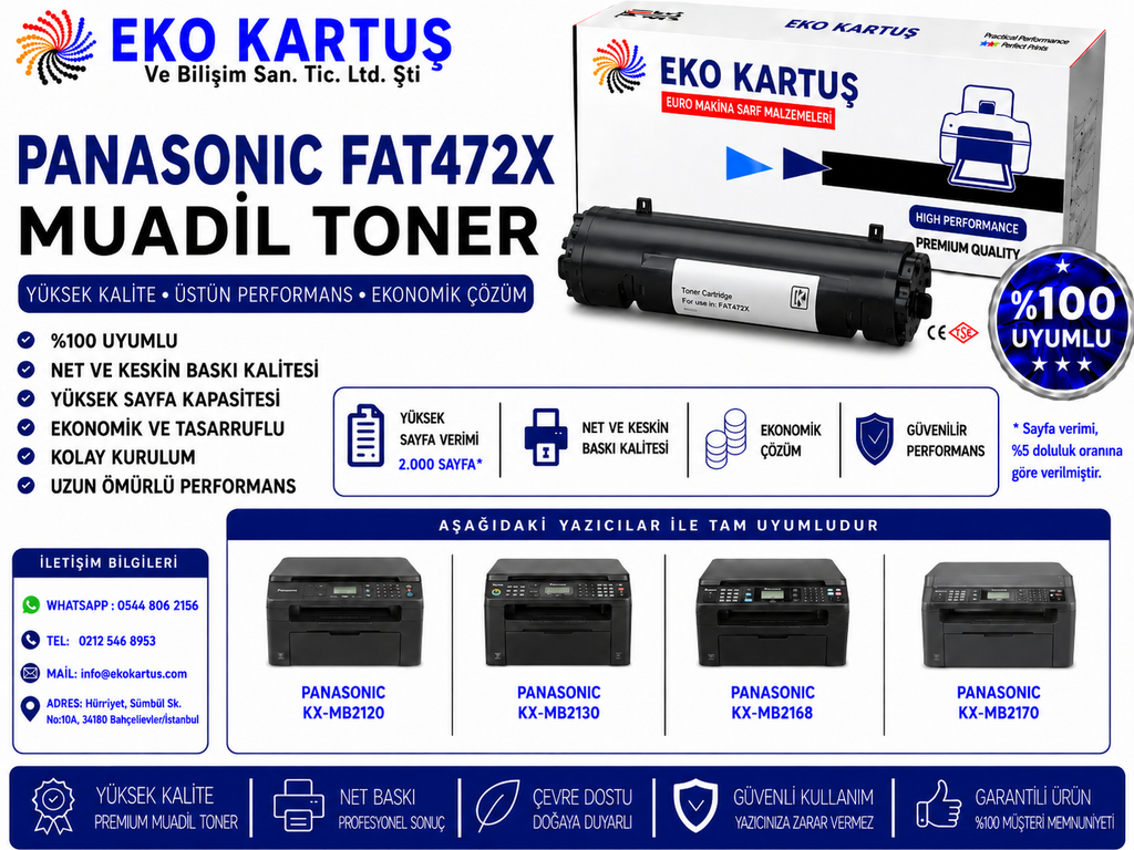 Panasonic KX-MB2137 Muadil Toner FAT472X
