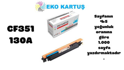 Hp Color Laserjet Pro MFP M176n Uyumlı Sıfır İthal Toneri -CF351 (130A)  MAVİ UYUMLU (1000 Sayfa)
