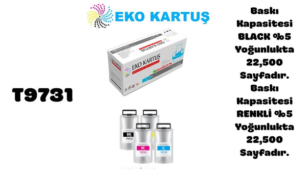 Epson T9731/2/3/4XL Yüksek Kapasiteli Muadil Kartuş SET 4'LÜ PAKET