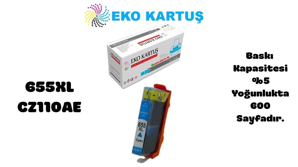 HP 655XL BLUE Yüksek Kapasiteli Muadil Kartuş CZ110AE