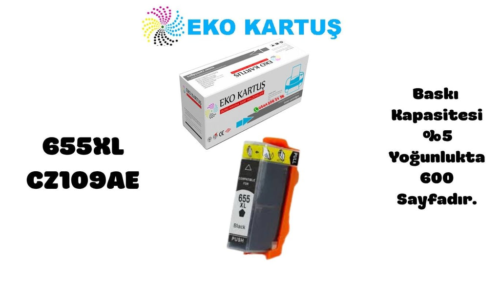 HP 655XL SİYAH Yüksek Kapasiteli Muadil Kartuş CZ109AE