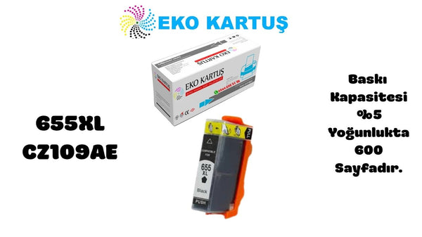 HP 655XL SİYAH Yüksek Kapasiteli Muadil Kartuş CZ109AE