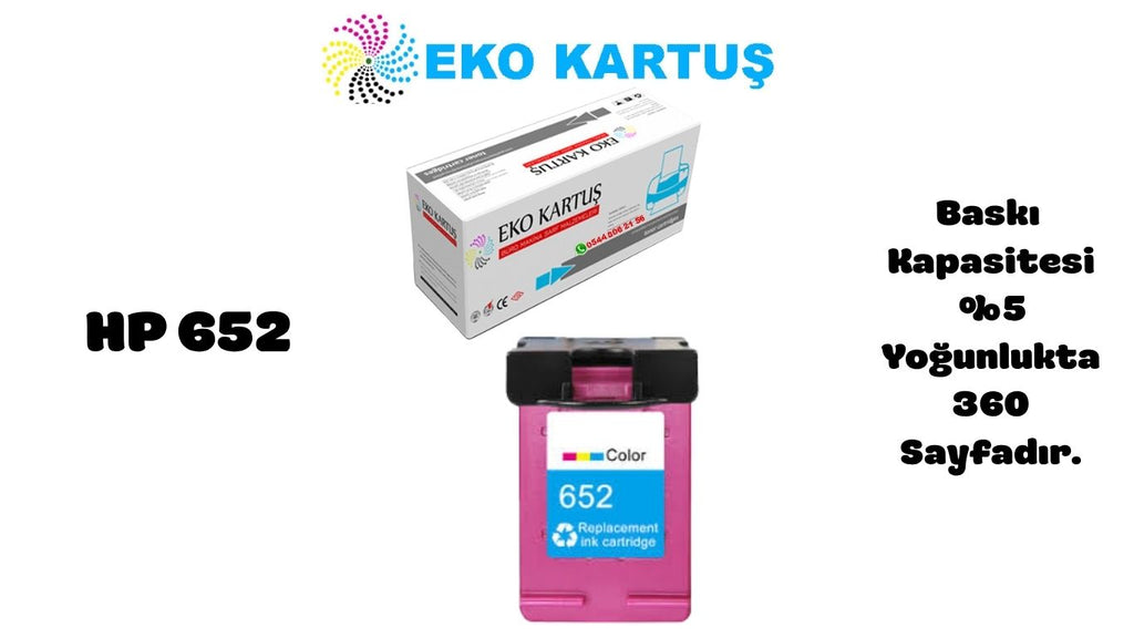HP 652 Renkli Muadil Kartuş F6V24AE
